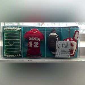 Brand new 4 soft football ornaments